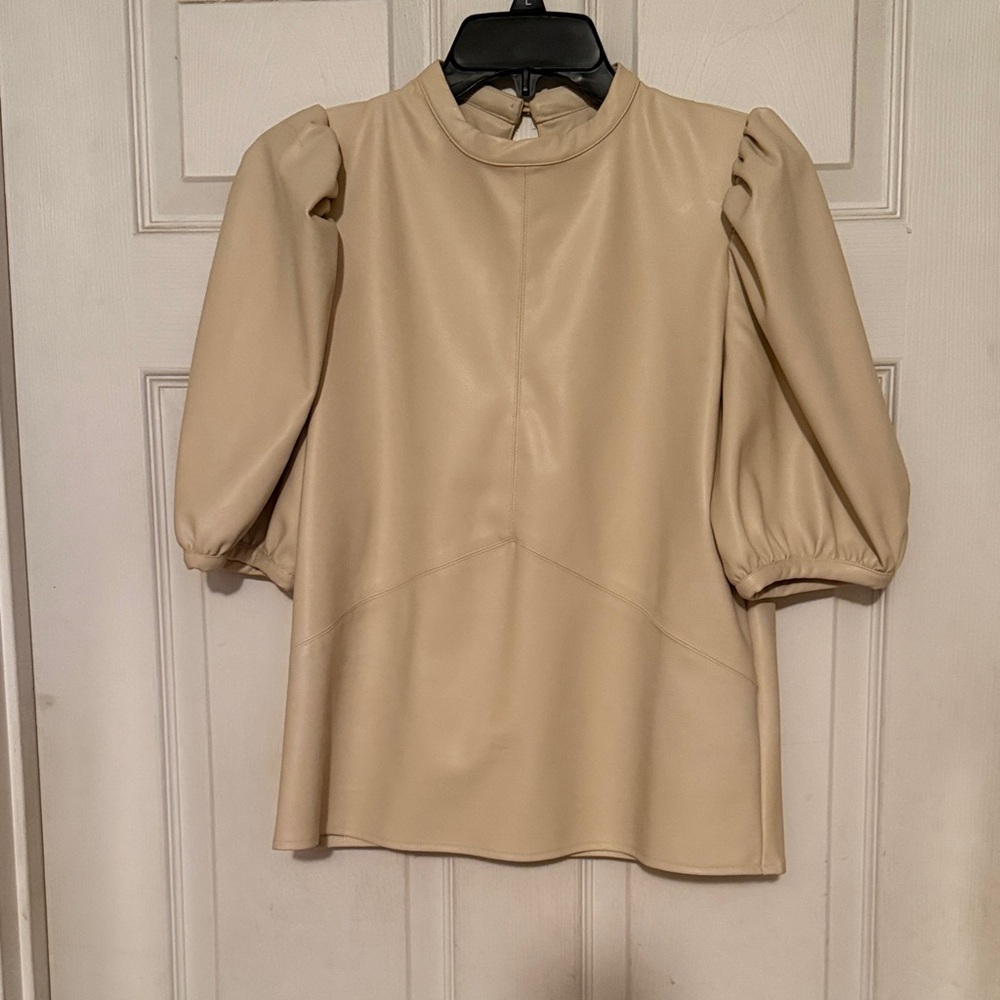 THML Puff Sleeve Beige Blouse